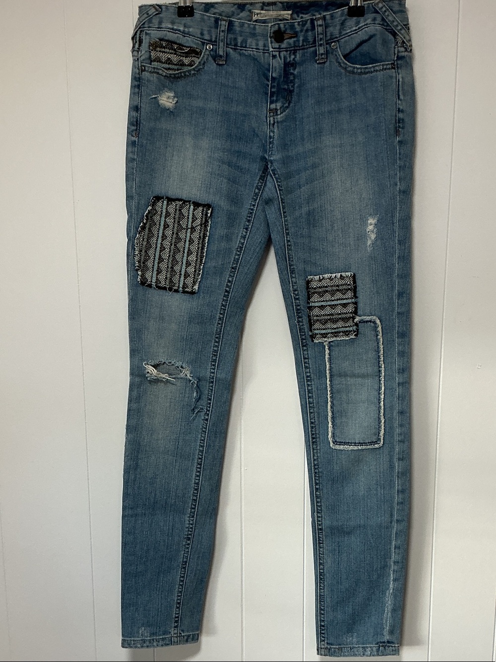 Free people, Blue Patchwork Distressed Women's Jeans